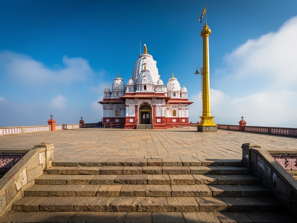 The Jyotiba Temple complex with its flagpole and courtyard