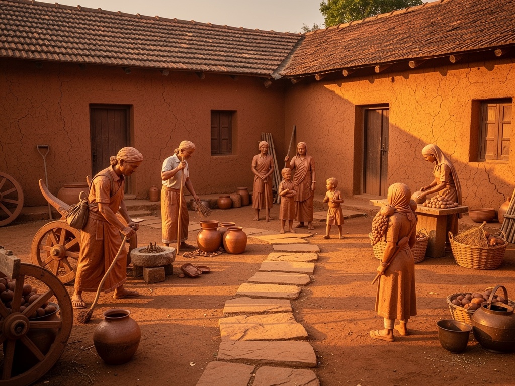 Clay sculptures at Kaneri Math