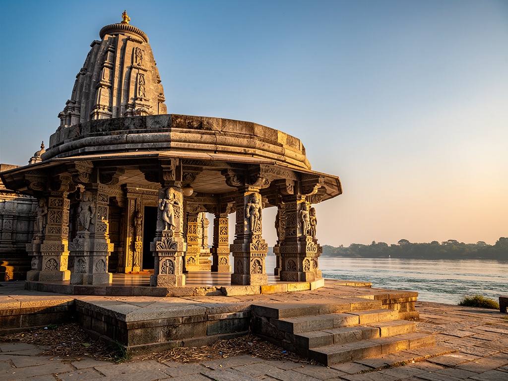 The circular stone sabhamandap and shikhara of Kopeshwar Temple at Khidrapur