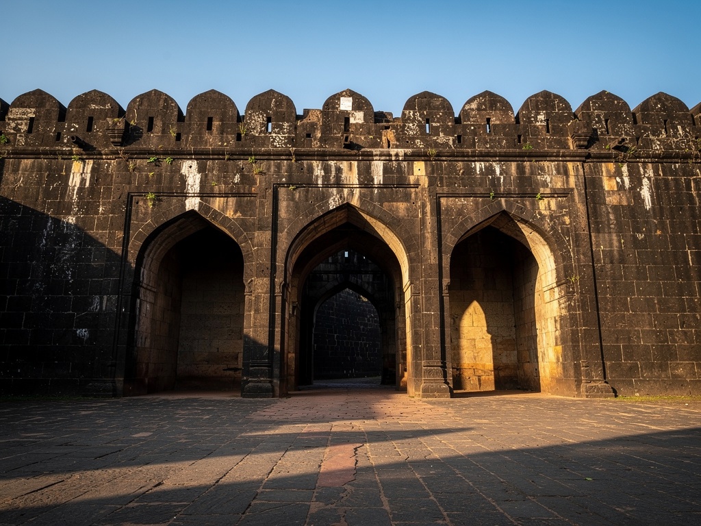 The three-arched Teen Darwaja gateway of Panhala Fort